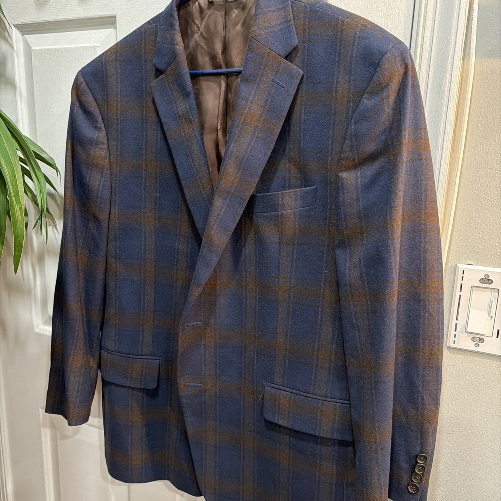 Ralph Lauren men's‎ Lexington Choc Plaid Sport Coat Jacket size 46R - msrp $295